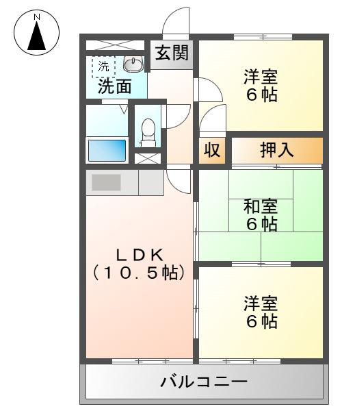 グリーンウッド金武(3LDK/1階)の間取り写真