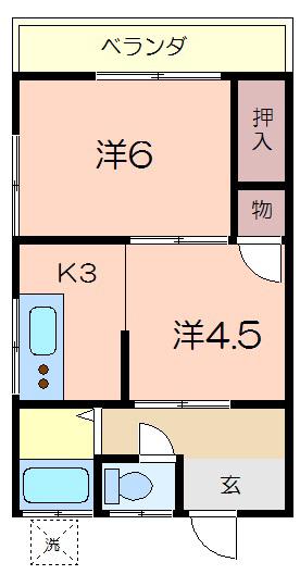 菊地アパート(2K/2階)の間取り写真