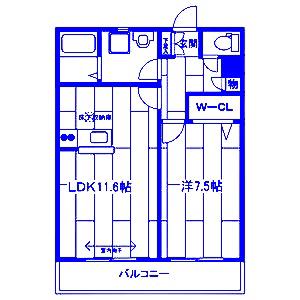 エバーグリーン(1LDK/1階)の間取り写真
