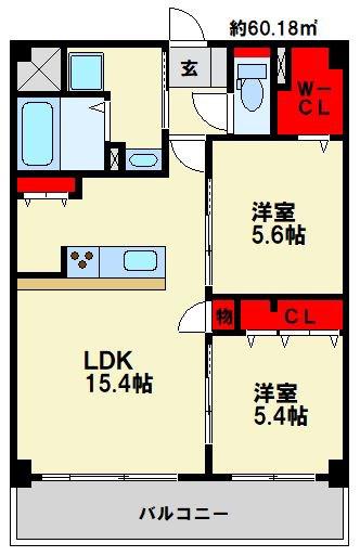 セルブ春町 G-EXECUTIVE(2LDK/1階)の間取り写真