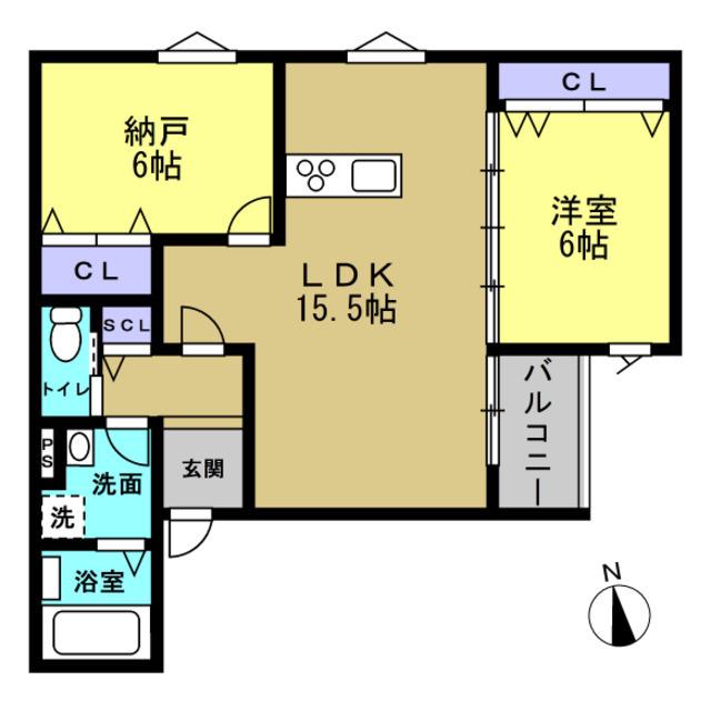 NAGAMORI新深江(2LDK/3階)の間取り写真
