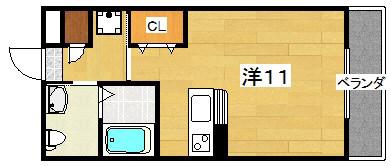 シャンテー御殿山 2番館(ワンルーム/5階)の間取り写真