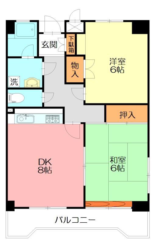レジデンス和(2DK/2階)の間取り写真