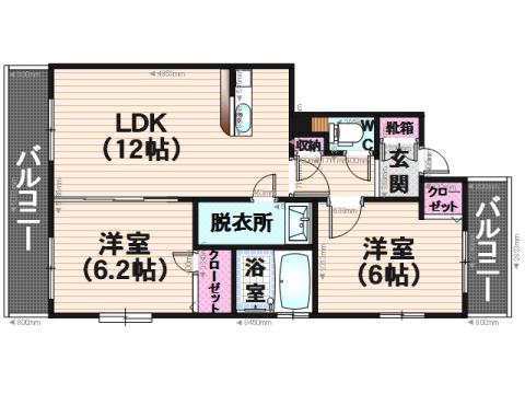 ユーゼットハイツ1(2LDK/2階)の間取り写真