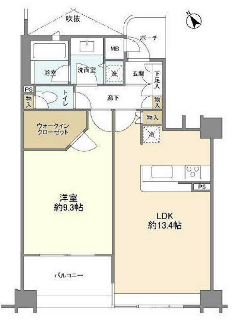 東急ドエル・アルス桜木町博物館通(1LDK/3階)の間取り写真