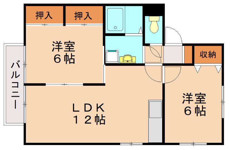 セジュールタカミ D棟(2LDK/2階)の間取り写真