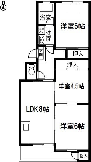 ハイツ小正B棟(3DK/2階)の間取り写真