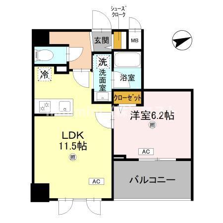 コンフォート泉尾(1LDK/2階)の間取り写真