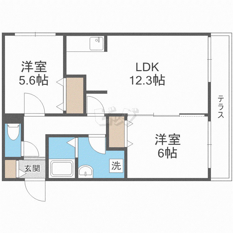 RIVIER発寒(2LDK/4階)の間取り写真