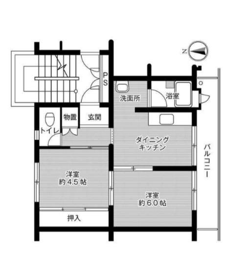 ビレッジハウス広江5号棟(2DK/1階)の間取り写真