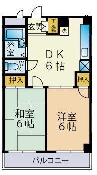 フラット矢作(2DK/3階)の間取り写真