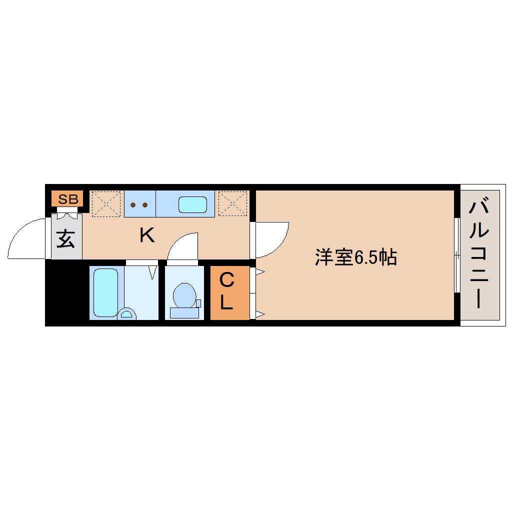 ビューファイン台原(1K/1階)の間取り写真