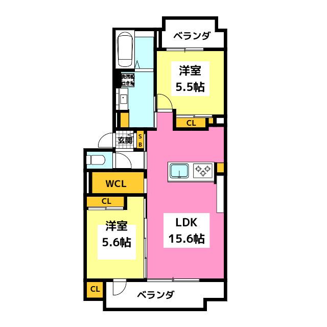 シャン・ドゥ・コルザI(2LDK/1階)の間取り写真