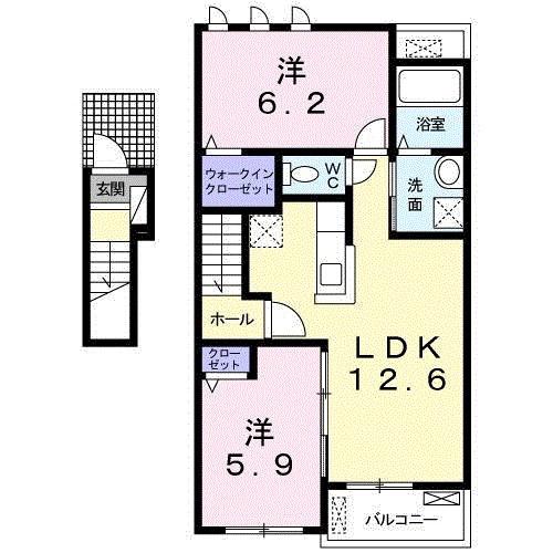 メゾン・ド・アンジュ A(2LDK/2階)の間取り写真