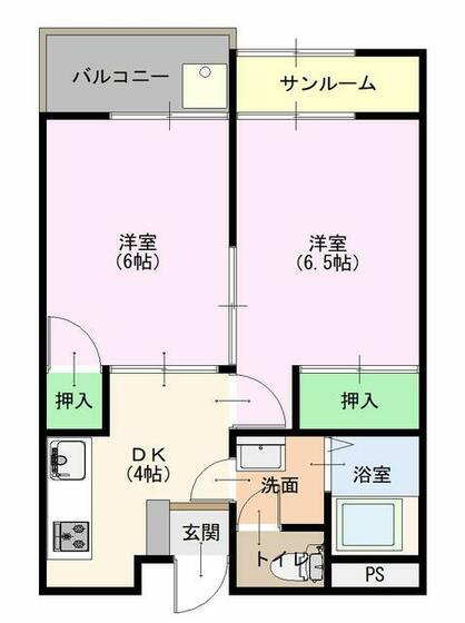 ニュースカイハイツ(2DK/3階)の間取り写真