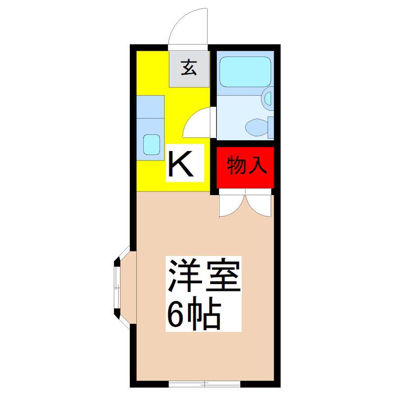 カーサ中田I(1K/2階)の間取り写真