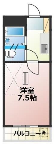 黒髪グリーンハイツ中村(1K/1階)の間取り写真