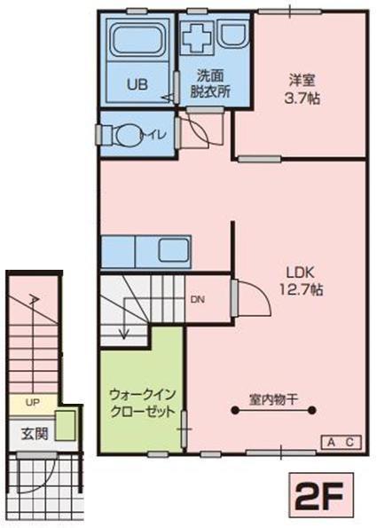 JR北上線 柳原駅(岩手) 徒歩24分 2階建 築7年(1LDK/2階)の間取り写真