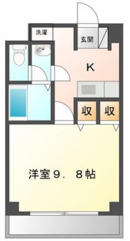 セレブ洋(1DK/4階)の間取り写真