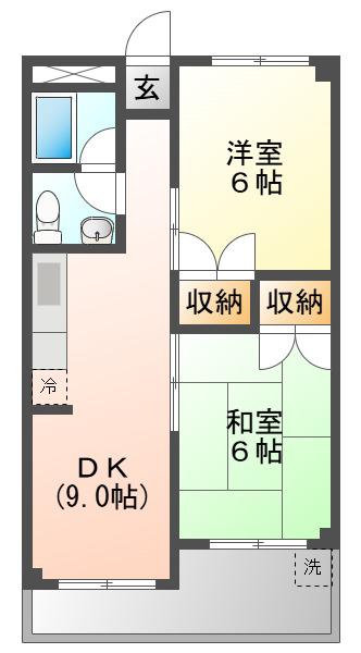 コーポユートピア(2DK/4階)の間取り写真