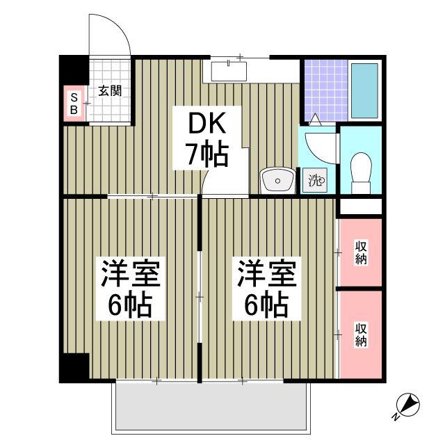 パークサイド美杉台(2DK/1階)の間取り写真
