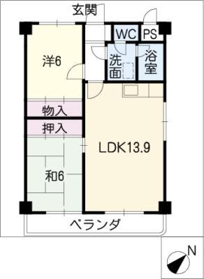 サリテールモリ(2LDK/6階)の間取り写真
