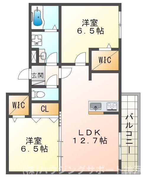 ヴィヴァレス明石(2LDK/2階)の間取り写真