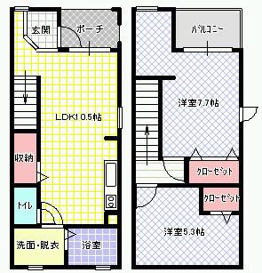 ノーブルビレッジ高柳(2LDK/1階)の間取り写真