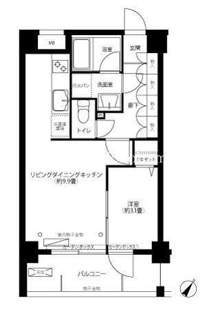 パルティーレ横濱(1LDK/1階)の間取り写真