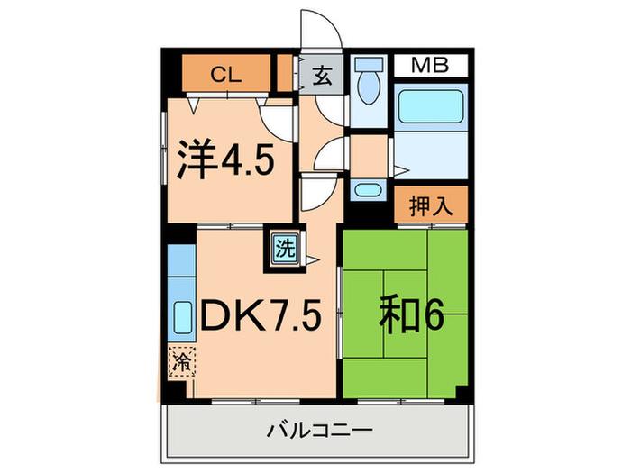 宮崎台コートパレス(2DK/3階)の間取り写真