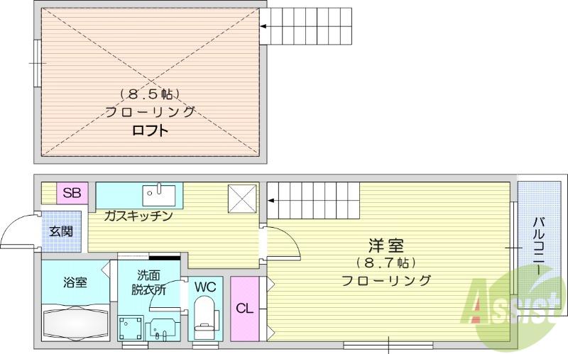 LINO青山(1K/2階)の間取り写真