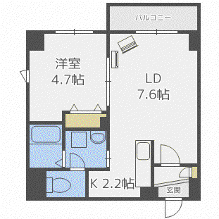 GARE89(1LDK/5階)の間取り写真