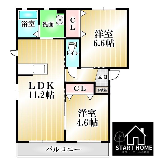シャーメゾンプランドールA棟(2LDK/1階)の間取り写真