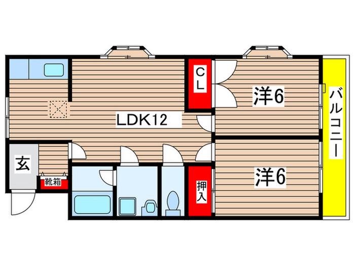 グリーンビラ足立(2LDK/1階)の間取り写真