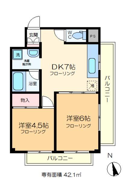 メゾンパーク北小岩(2DK/10階)の間取り写真