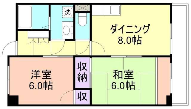 ルミエール参番館(2DK/4階)の間取り写真
