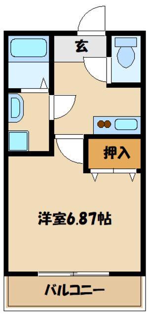 LA FELICIA相模原(1K/2階)の間取り写真