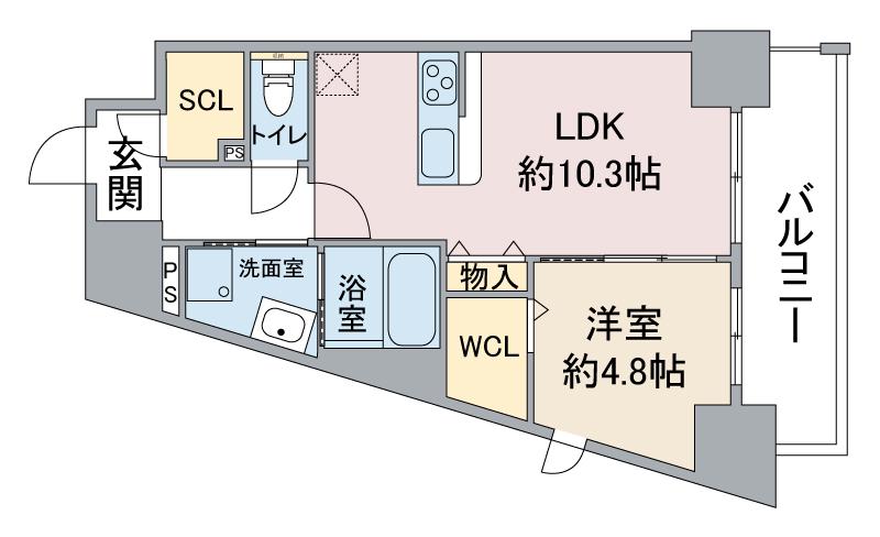 REVELER OSU(1LDK/6階)の間取り写真