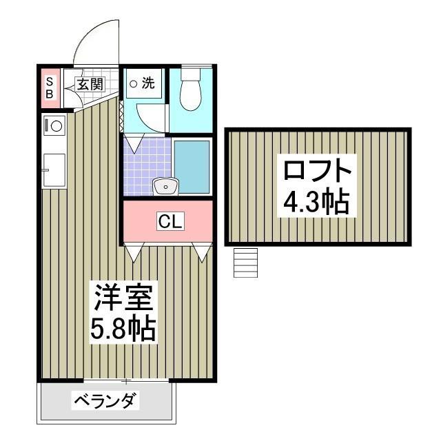 フロンティアIC棟(ワンルーム/2階)の間取り写真