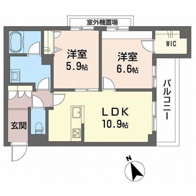 シエルブルー(2LDK/3階)の間取り写真