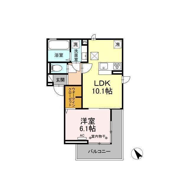 D-ROOM ヒルズ飯田(1LDK/1階)の間取り写真