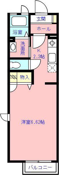 ボルベール幕張(1K/1階)の間取り写真