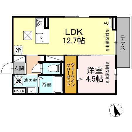 D-ROOMグランデフォンテーヌ(1LDK/1階)の間取り写真