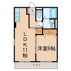 アネモネハイム(1LDK/1階)の間取り写真