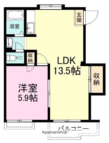 ルミネ松ヶ丘(1LDK/2階)の間取り写真