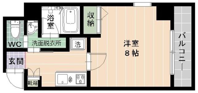 WILLDO呉服町(1K/7階)の間取り写真