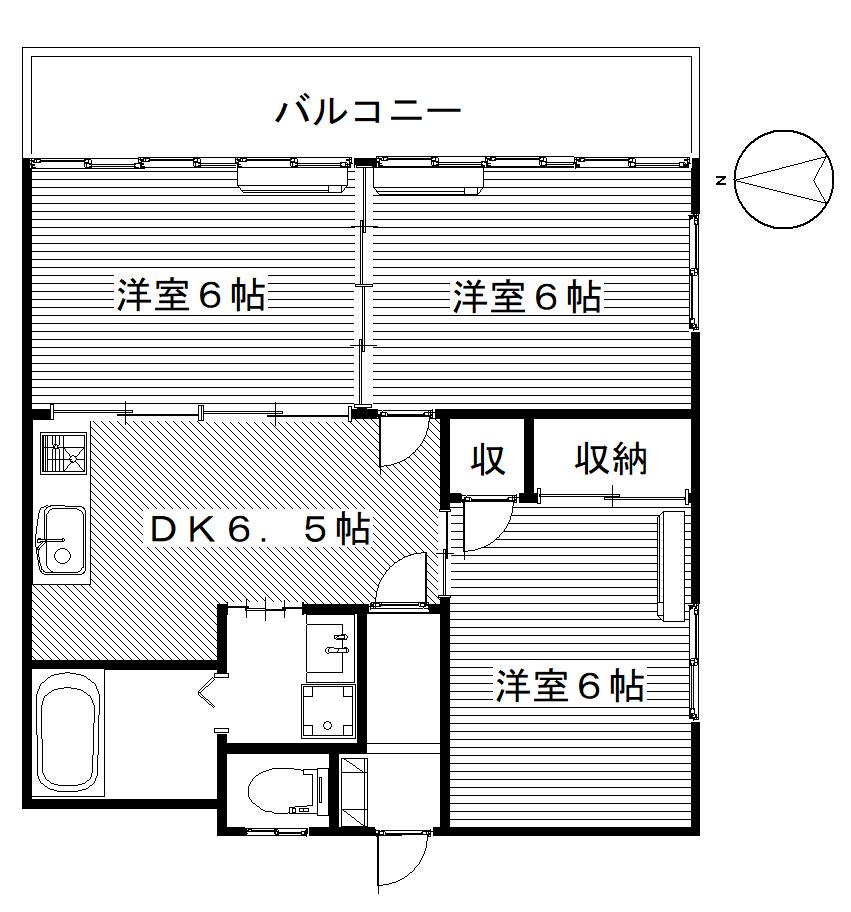 クローバーハイツ(3DK/1階)の間取り写真