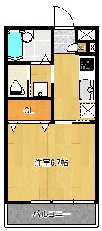 クリスタルハウス(1K/2階)の間取り写真