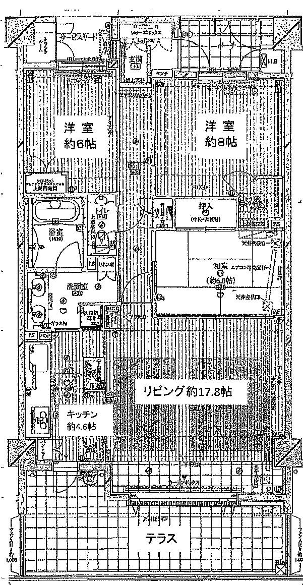 フォルム帝塚山グランベルヴィ(3LDK/1階)の間取り写真