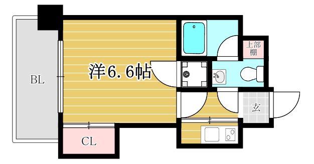 エステートモア博多グラン(1K/7階)の間取り写真